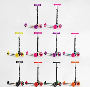 Самокат дитячий 3-х колісний, Skyper «MINI» 112-70899 видається тільки ЯЩИКОМ МІКС кольорів, колеса PU Ø120mm/80mm зі світлом