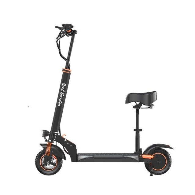 Електросамокат Best Scooter MS-84116 двигун 800W, акумулятор літієвий 48V 17.5Ah з сидінням, складний, колеса 10, чорно-помаранчевий фото westvelo.com