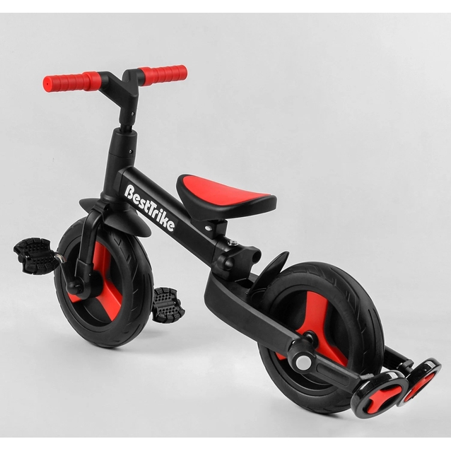 Велобіг-трансформер, 2-кол з батьківською ручкою, PU 10 BestTrike алюміній 23031 чорно-червоний, складний, батьківська ручка, знімні педалі фото westvelo.com