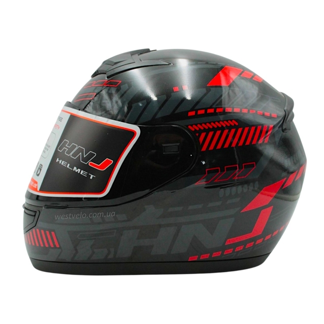 Мото шолом, закритий (L) HNJ TRON "1008-25" чорно-червоно сірий, глянцевий фото westvelo.com