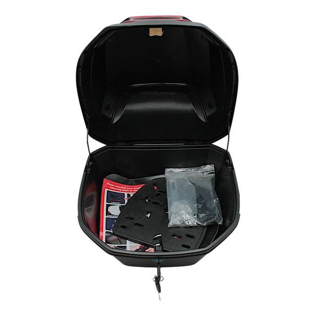 Кофр (багажник) для мотоцикла задній ROBIK 48 (400х400х280) 45L темно-синій з катафотом фото westvelo.com