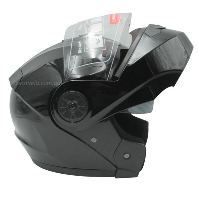 Мото шолом, трансформер (М 57-58) BLD-159 чорний глянець з відкидними окулярами фото westvelo.com