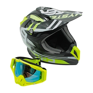 Шолом, закритий крос/ендуро (М) АТV Forsage Rider  029 чорно-жовтий глянець з дашком  + окуляри