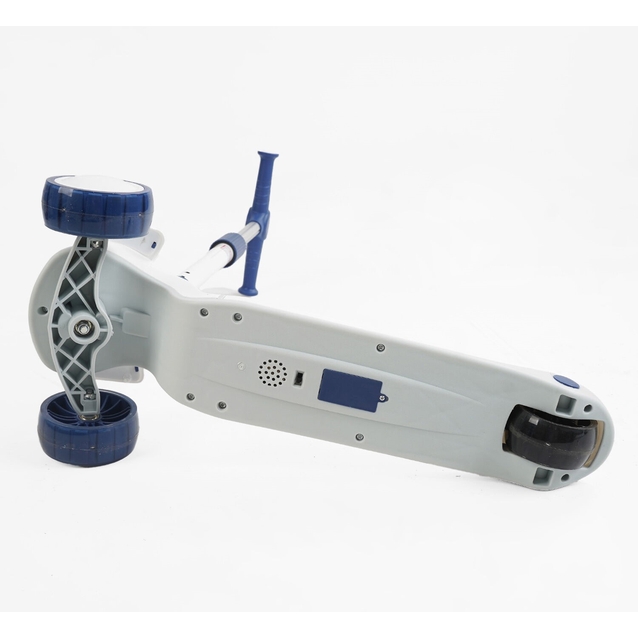 Самокат 5в1 Skyper FJ-59060, колеса PU125х40мм зі світлом, укр озвучування та підсвічування платформи, біло-синій фото westvelo.com