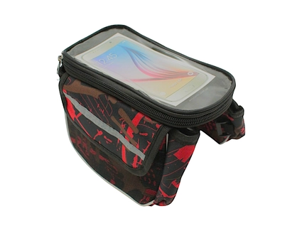 Сумка на раму 2x-стороння + місце для телефону чорно-червона AQE-005