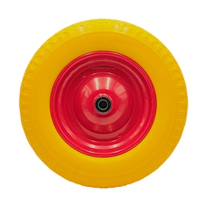 Колесо тачки жовте "8" 3.50-8 під вісь Ø16, пінополіуретанове