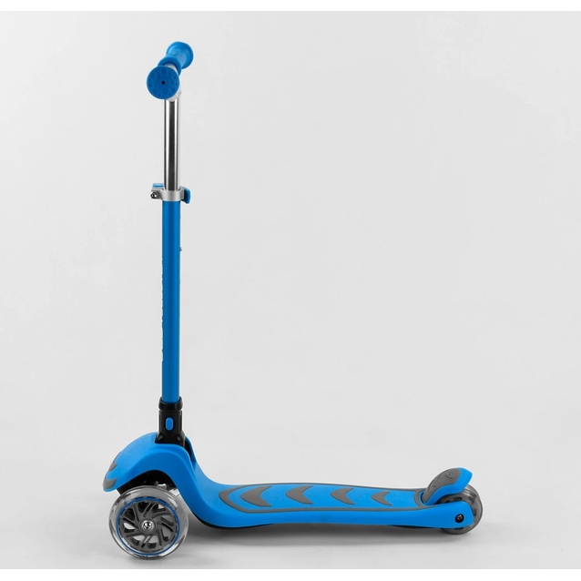 Самокат дитячий 3-х колісний, Best Scooter Y-00180 блакитний, колеса PU Ø120mm/80mm зі світлом, складне AL кермо фото westvelo.com