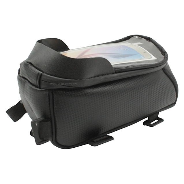 Сумка на раму + місце для телефону чорна фото westvelo.com