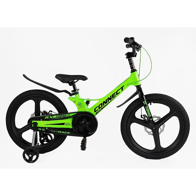 Дитячий велосипед 20 MG Corso «CONNECT» MG-20269, магнієва рама, салатовий, допоміжні колеса фото westvelo.com