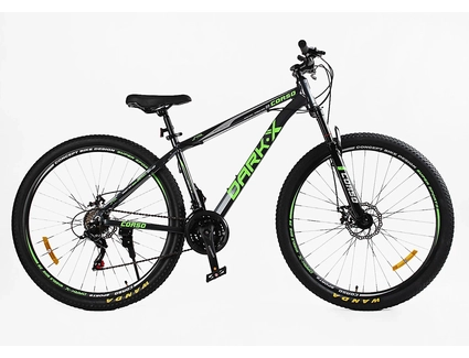 Велосипед 29 AL Corso «DARK-X» DX-29904 алюміній 17", (к-т SHIMANO) графітово-салатовий