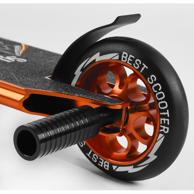 Самокат трюковий Best Scooter «SPIDER» 53880 помаранчевий, HIC-система, пеги, AL диск та дека, колеса PU Ø110mm, ширина керма - 60 см фото westvelo.com