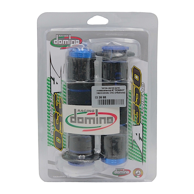 Мото гріпси DOMINO універсальні (тип7) (CNC з відбійниками) чорно-сині фото westvelo.com