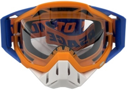 Мото окуляри Кросс-ендуро "MO-6" синьо-помаранчеві з прозорими лінзами