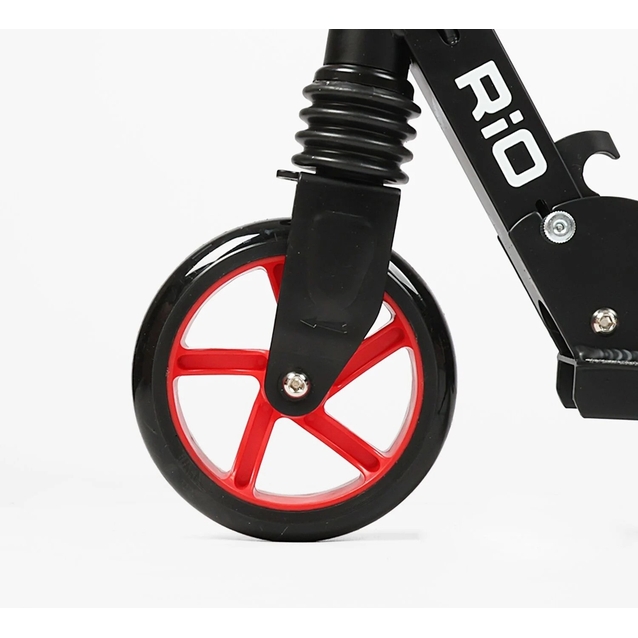 Самокат дитячий 2-х колісний, PU Best Scooter «RIO» R-80960 червоний, Ø145mm, передній амортизатор, AL гальмо фото westvelo.com
