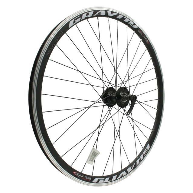 Колесо 26 перед, обід 2-ний чорний, втулка AL. SHUNFENG, диск 6 болтів, чорна спиця, пром-підшипник, ексцентрик (Gravity) фото westvelo.com