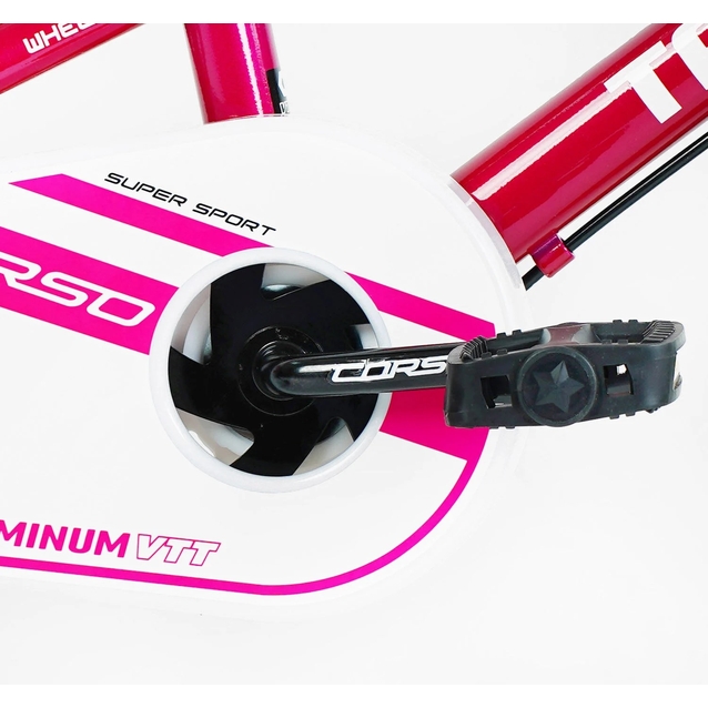 Дитячий велосипед 18 AL Corso «TAYGER» TG-21702 алюмінієва рама рожево-білий, ручне гальмо, дод. колеса, дзвоник, бутилочка фото westvelo.com