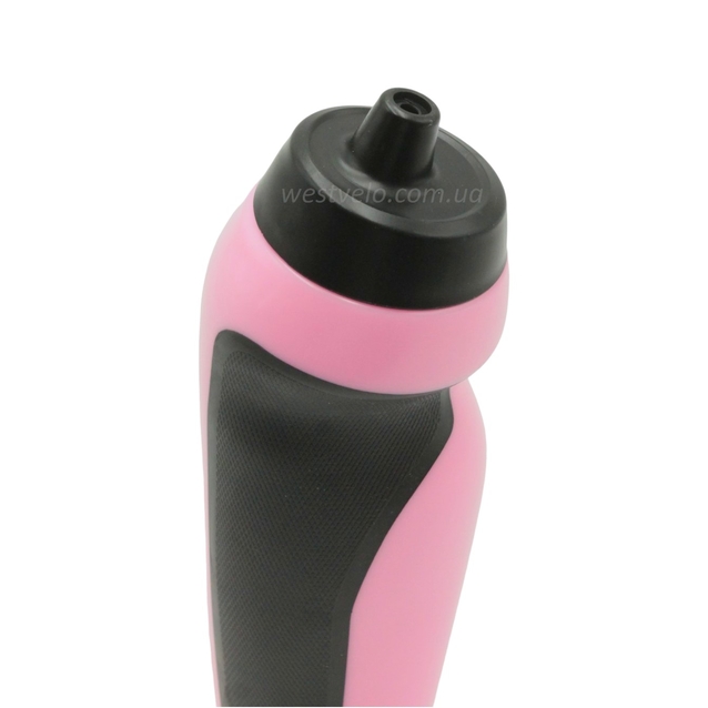 Фляга 650 ml харч.пластик, рожева з чорними вставками фото westvelo.com