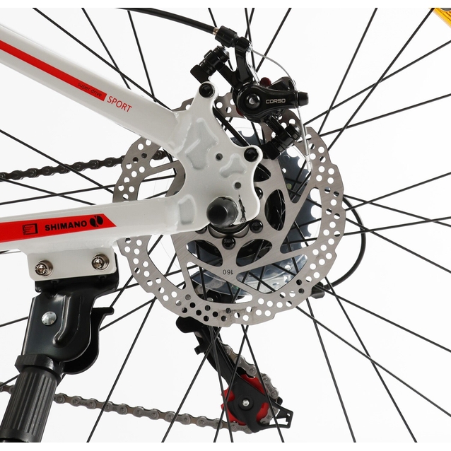 Велосипед 26 AL Corso «KORD» KD-13840 алюміній 13", (к-т SHIMANO) біло-чорно-червоний фото westvelo.com