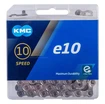 Ланцюг спорт. 10 передач KMC е10-Т нікель-сірий, (1/2x11/128x122L) пластик + замок фото westvelo.com