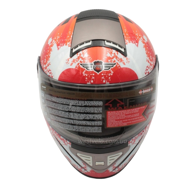 Мото шолом, закритий (XL) "KOJI" Інтеграл 550, біло-червоний глянцевий, premium class фото westvelo.com
