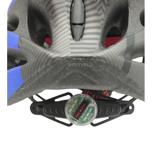 Вело шолом "Carbon" з мигалкою сіро-синій. принт 1 фото westvelo.com