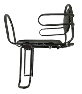 Крісло дитяче метал. на зад. багажник, чорне з м'ягким сидінням відкидне