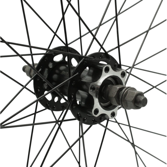 Колесо 26 зад, обід 2-ний чорний, вт. ST. SHUNFENG, диск 6 болтів,пром-підшипник, чорна спиця фото westvelo.com