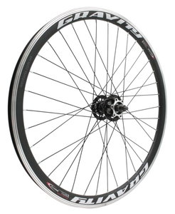 Колесо 24 перед, обід 2-ний чорний, втулка ST. Shunfeng, диск 6 болтів, чорна спиця (SF-HB25R)