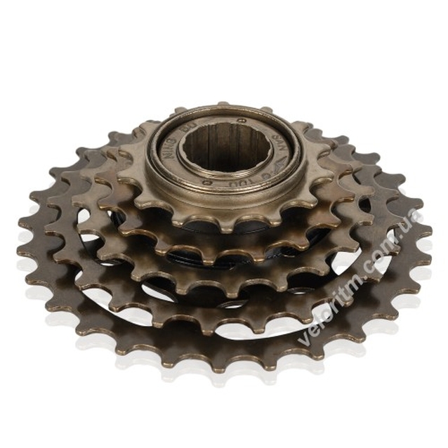Зірка задня різьбова 5-рик SANYOU коричнева (14-28T) фото westvelo.com