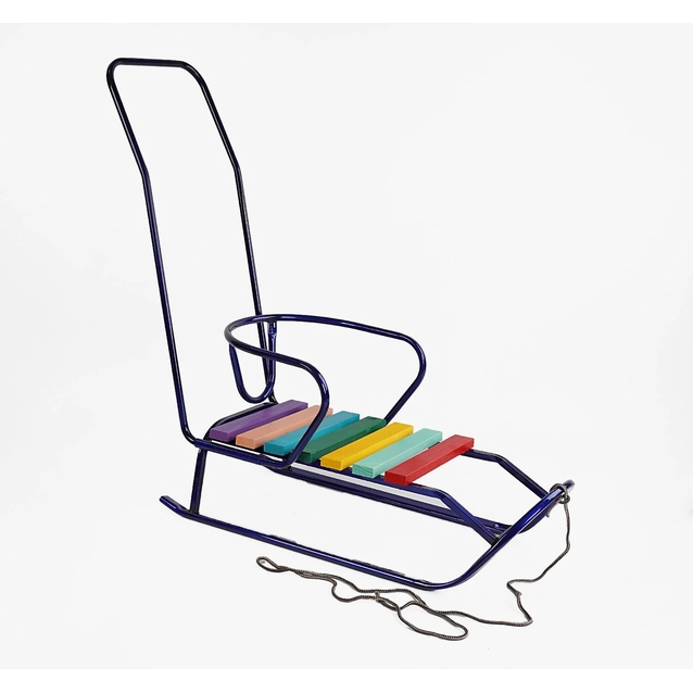 Сани «Торпеда» з ручкою, плоскі полози, сині фото westvelo.com