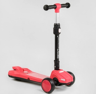 Самокат дитячий 3-х колісний, Best Scooter LT-11746 рожевий, колеса PU Ø120mm/90mm, пластмасовий, світло, звук машини, дим, складне кермо