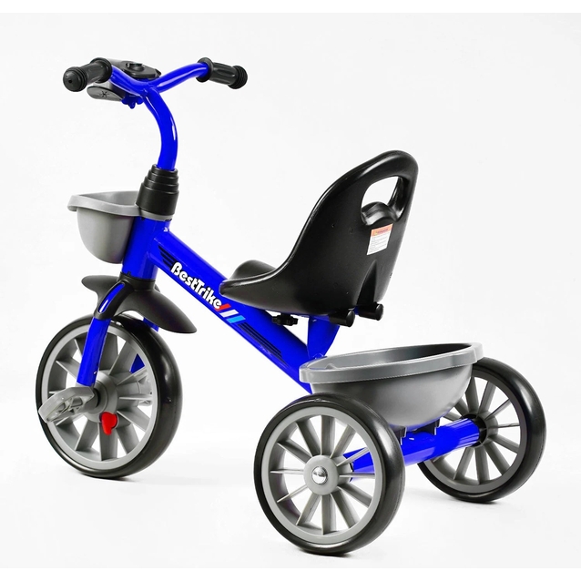 Дитячий велосипед 3-х колісний EVA (піна) Best Trike колеса 12-10, BS-12530 синьо-сірий, сталева рама, фара з музикою та світлом, 1 пісня українською та 2 англійською, 2 кошики фото westvelo.com