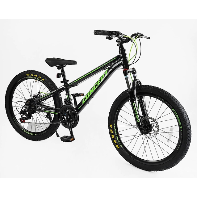 Велосипед 24 AL Corso «CONCEPT» CP-24790 алюміній 11", (к-т SHIMANO) чорно-салатовий фото westvelo.com