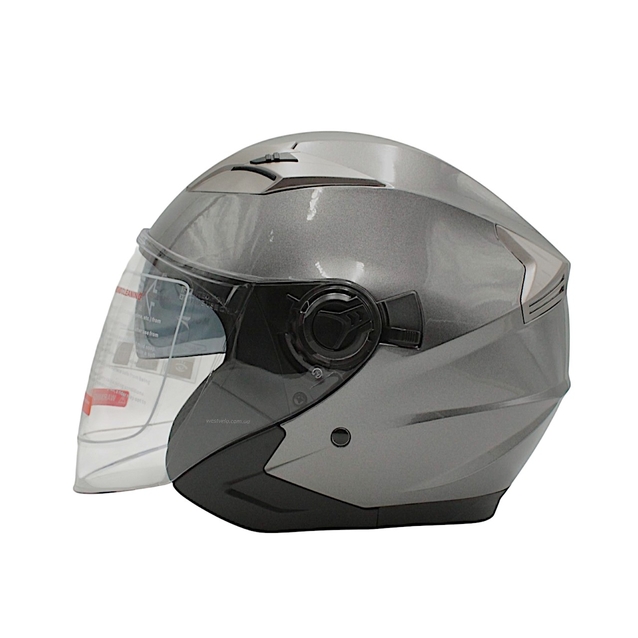 Мото шолом, відкритий (S) (55-56см) BLD-708 сірий глянець з відкидними окулярами фото westvelo.com