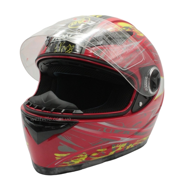 Мото шолом, закритий (XL) "HONZ" Інтеграл OP02, червоний глянцевий фото westvelo.com