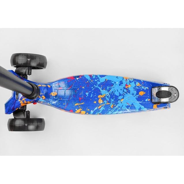 Самокат дитячий 3-х колісний, Best Scooter «MAXI» S-12107 синій абстракція, колеса PU Ø130mm/80mm зі світлом, знімне кермо фото westvelo.com