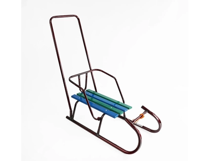 Сани «Сніговий баранчик» з ручкою, круглі полози, бордові