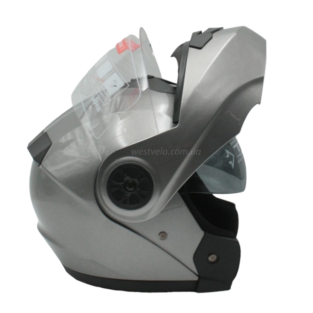 Мото шолом, трансформер (S 55-56) BLD-159 сірий глянець, з відкидними окулярами фото westvelo.com