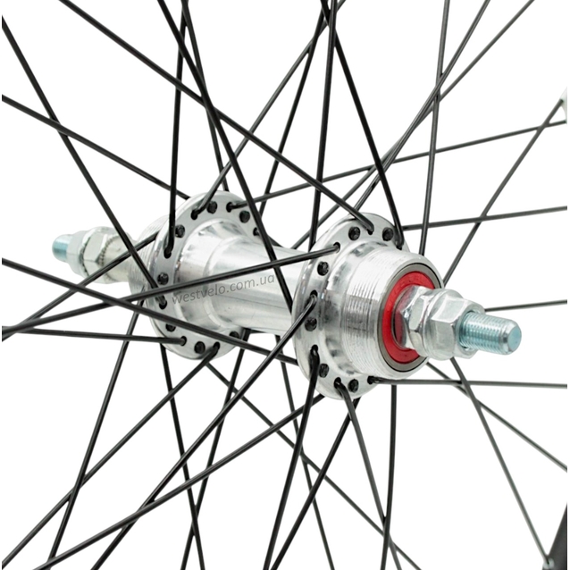 Колесо 24 зад, обід 2-ний чорний, втулка AL на промах, диск різьба, чорна спиця фото westvelo.com