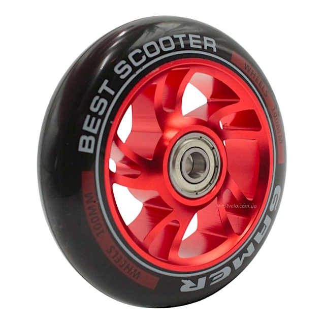 Колесо трюкового самоката "Best Scooter" AL. Ø100мм, поліуретан, червоний фото westvelo.com