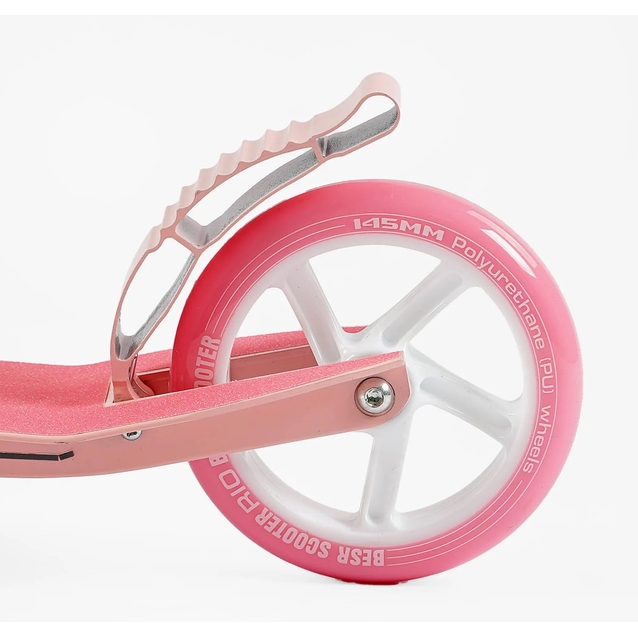 Самокат дитячий 2-х колісний, PU Best Scooter «RIO» 23617 світло рожевий, Ø145mm, передній амортизатор, AL гальмо фото westvelo.com