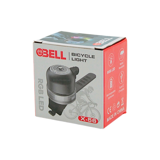 Дзвінок "Пінь-Пінь" чорний X56 (з RGB підсвіткою) (600mAh) фото westvelo.com