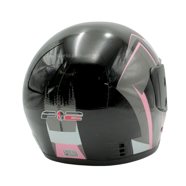 Мото шолом, закритий (XS 53-54) F2,чорно-рожевий глянець (825-1) фото westvelo.com