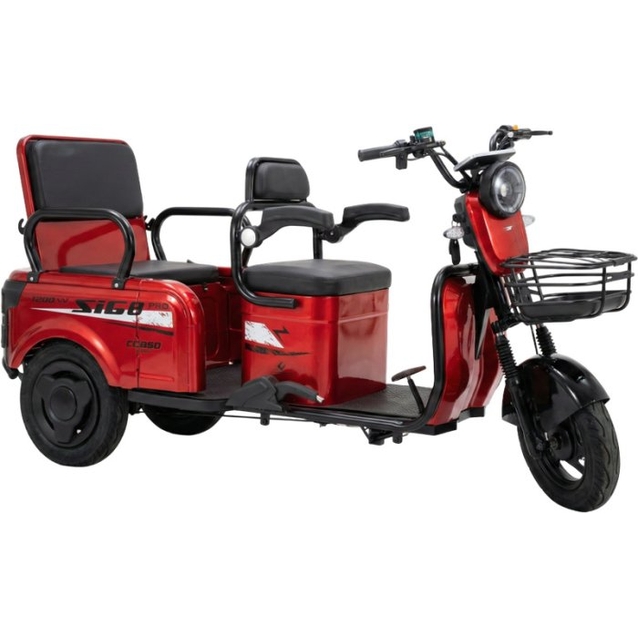 Трицикл Corso «SIG-8 Pro» SP-781206, двигун 1200W, акумулятор 72V 28Ah графеновий, червоний + 1 ящик. акум, колеса 10" фото westvelo.com