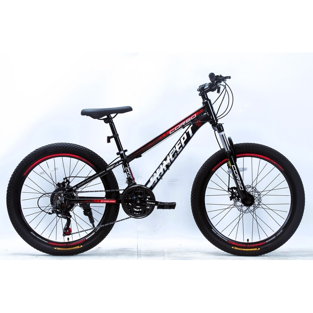 Велосипед 24 AL Corso «CONCEPT» CP-24266 алюміній 11", (к-т SHIMANO) чорно-червоний фото westvelo.com