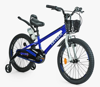 Дитячий велосипед 20 AL Corso «TAYGER» TG-62355 алюмінієва рама синій, ручне гальмо, дод. колеса, дзвоник, бутилочка