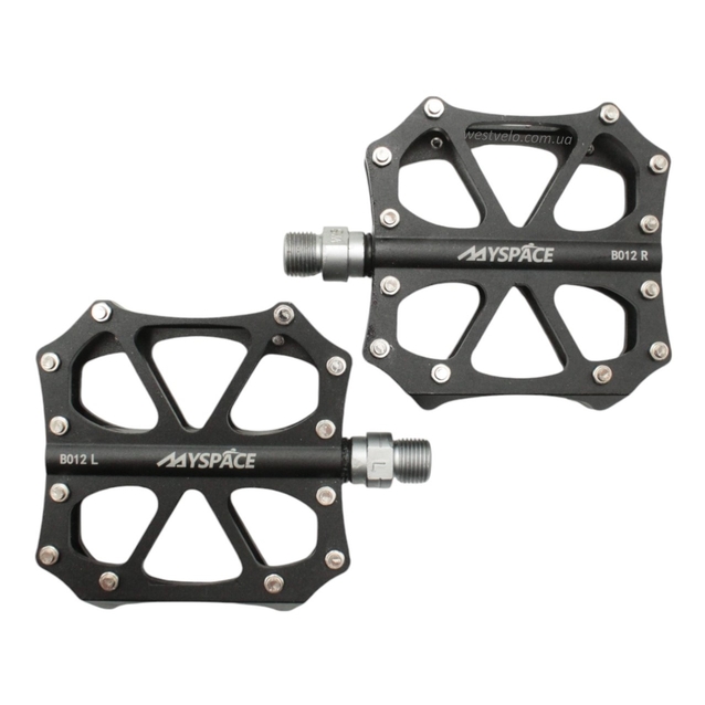 Педалі алюміній проми MYSPACE В012, чорні з змінними шипами фото westvelo.com