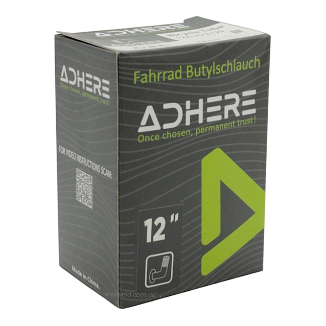 Камера 12 кривий ніпель °90 ADHERE (1.75-2.125) (CR202) фото westvelo.com