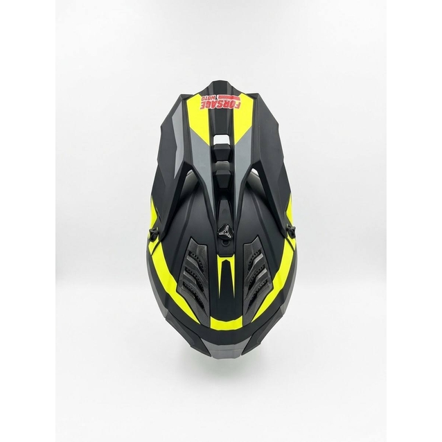 Шолом, закритий крос/ендуро (S) АТV Forsage Rider 019 чорно-жовто-сірий з дашком + окуляри фото westvelo.com