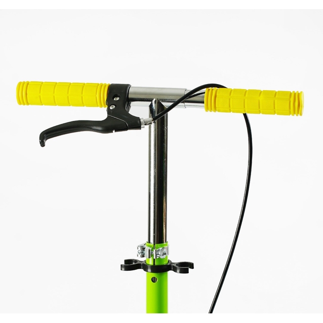 Самокат дитячий 2-х колісний, PU Best Scooter «FLASH» FL-20085 салатово-жовтий, Ø200mm, ручне гальмо, 1 амортизатор передній фото westvelo.com